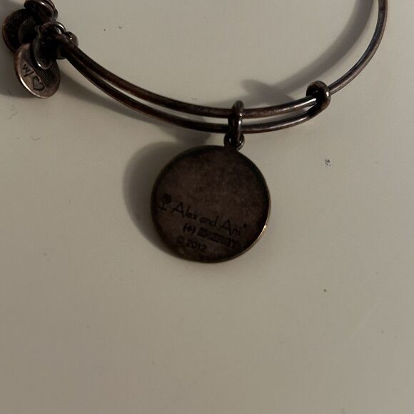 Alex and Ani Bracelet Bangle Silver Fleur De Lis Charm Circle Expandable Wire - Picture 5 of 5